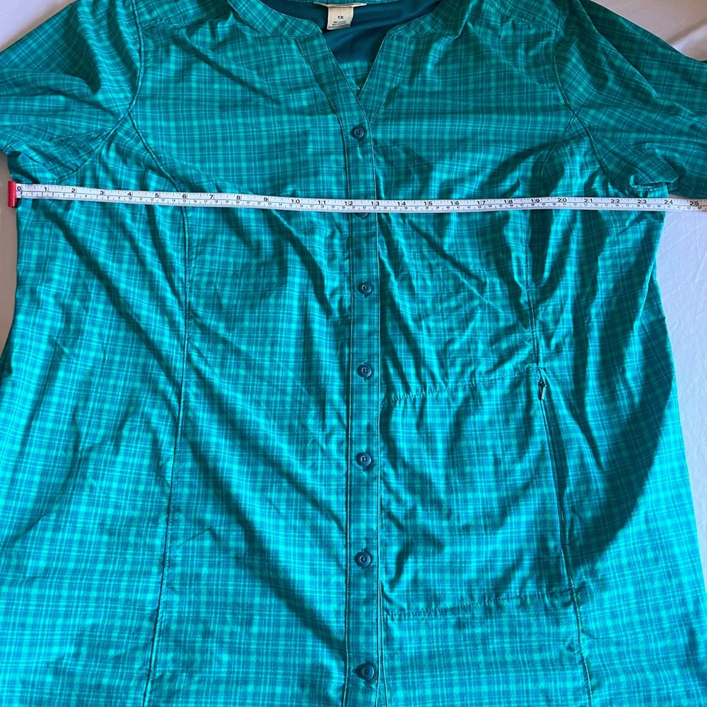 Duluth Trading‎ Co Teal Plaid Blouse - Picture 8 of 9